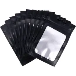 Holographic Mylar Pouch - Pack Of 10 Black